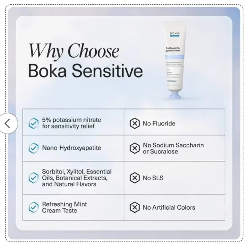 BOKA | SENSITIVE NANO-HYDROXYAPATITE TOOTHPASTE | MINT CREAM 3.4OZ.
